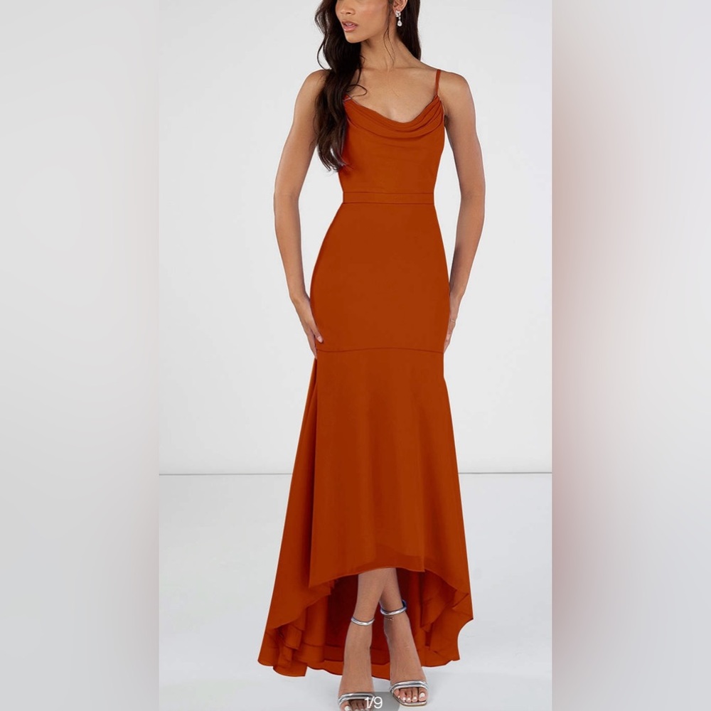 Mermaid Scoop Cowl Chiffon Asymettrical Dress - Azazie